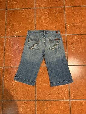 7 For All Mankind Dojo Medium Wash Denim Knee-Length Shorts